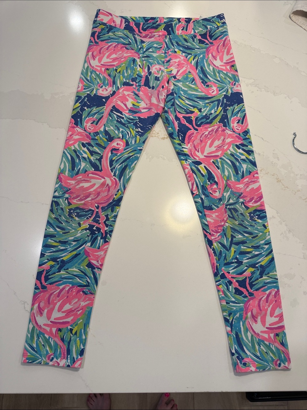 Lilly Pulitzer Girls Leggings Size Large 8 10 Maia Flamingo Print Beach Summer .